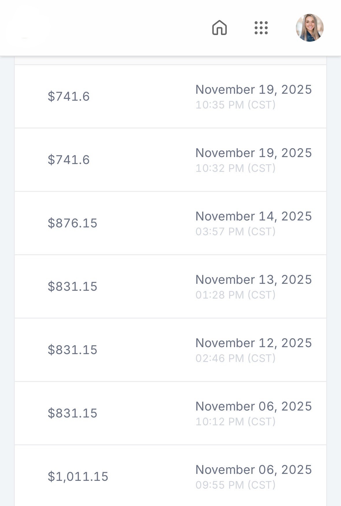 Real payout history from The Wealth Creator showing consistent daily deposits